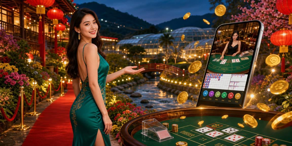 Meja baccarat dengan dealer wanita profesional dalam sesi langsung